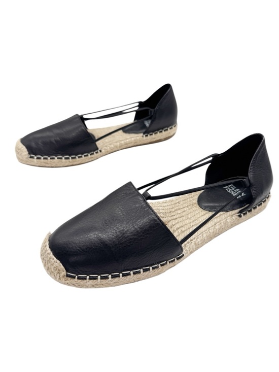 Eileen Fisher Shoes - Eileen Fisher Lee Espadrille Flats Black Leather Slip-On Mimimalist Shoes Sz 7